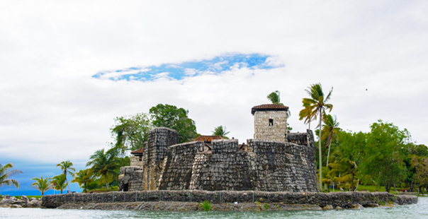 Fortress over the lake Amatitlan, Guatemala