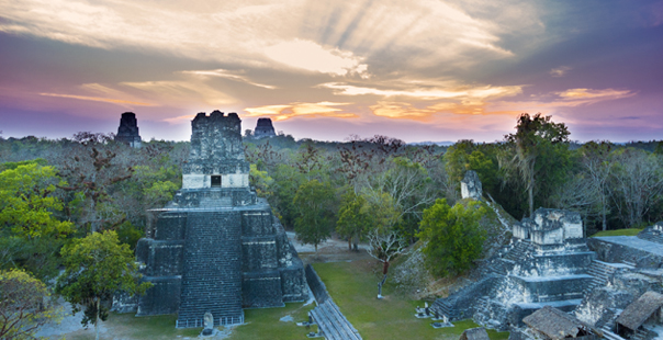 Tikal national park in Peten, tropical forest in Maya architecture. Guatemala